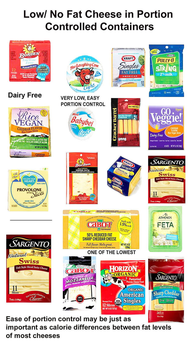 low fat and no fat cheese snacks - ease of portion control is key