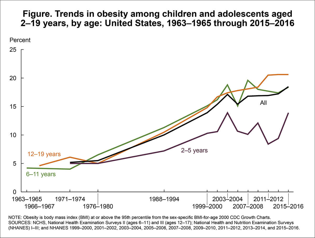 CDC Childhood Obesity Rates From 1963-2016