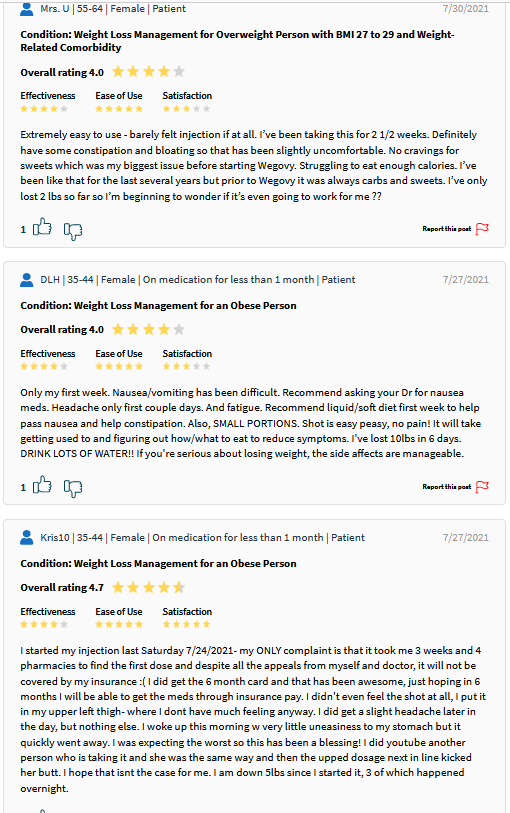 More reviews and ratings of Wegovy