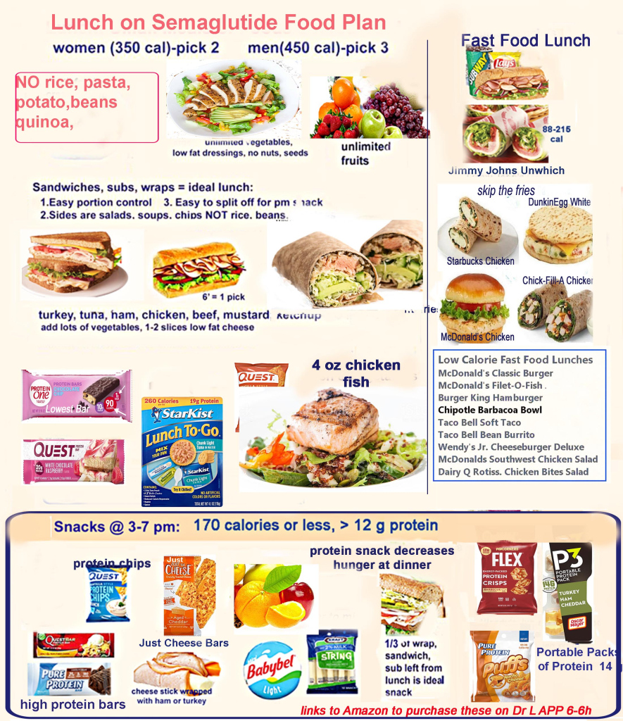 food menu for lunch on semagltuide and low carb diet