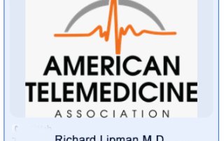 Logo of the American Telemedicine Association, featuring a stylized heartbeat line in orange and gray. Below the logo, text reads 'Richard Lipman M.D.' in blue.