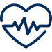 A blue heart icon with a heartbeat line running through it, symbolizing health and wellness.